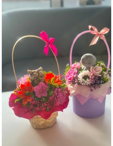 Kompozycja w koszyku z sówką