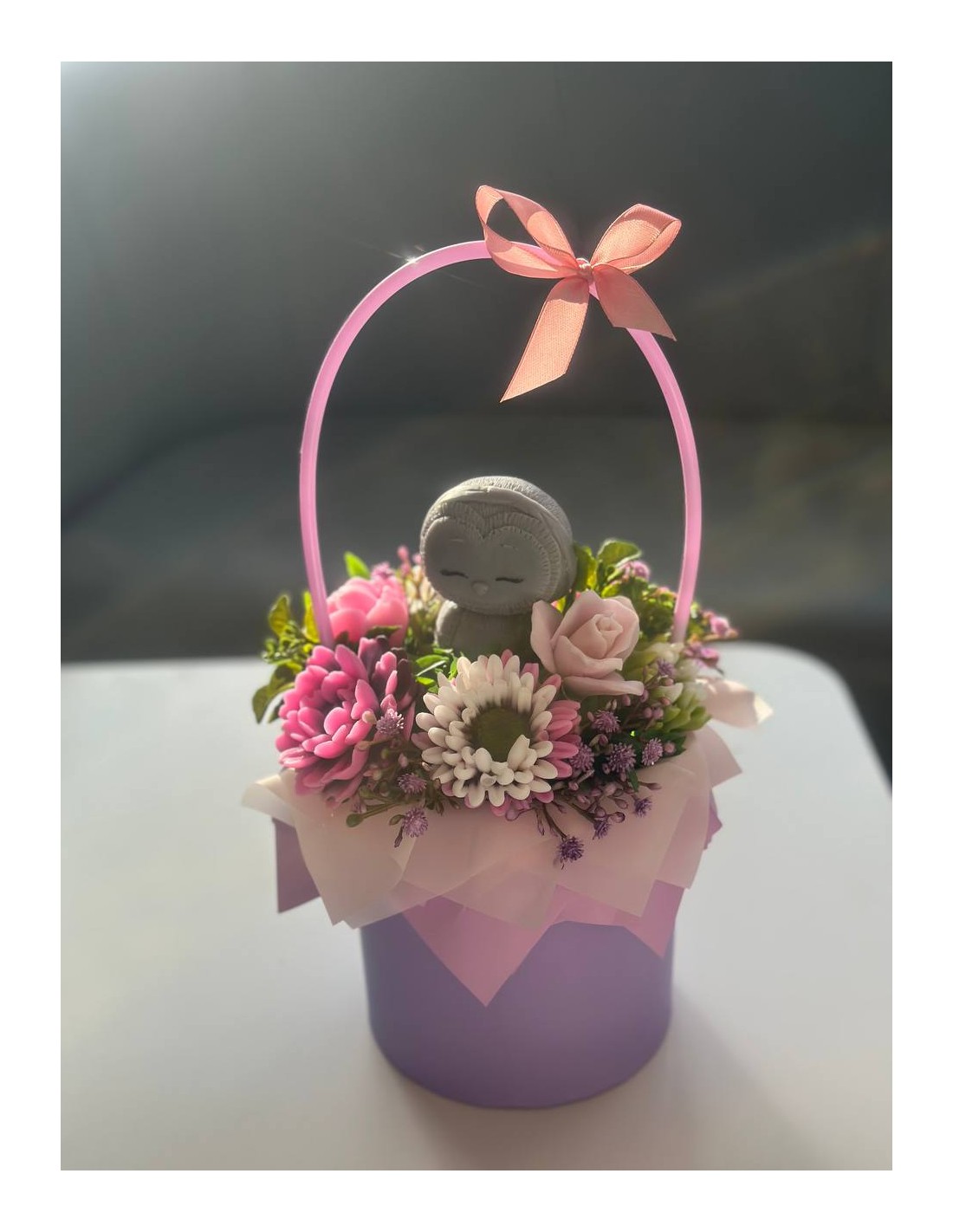 Kompozycja w koszyku z sówką